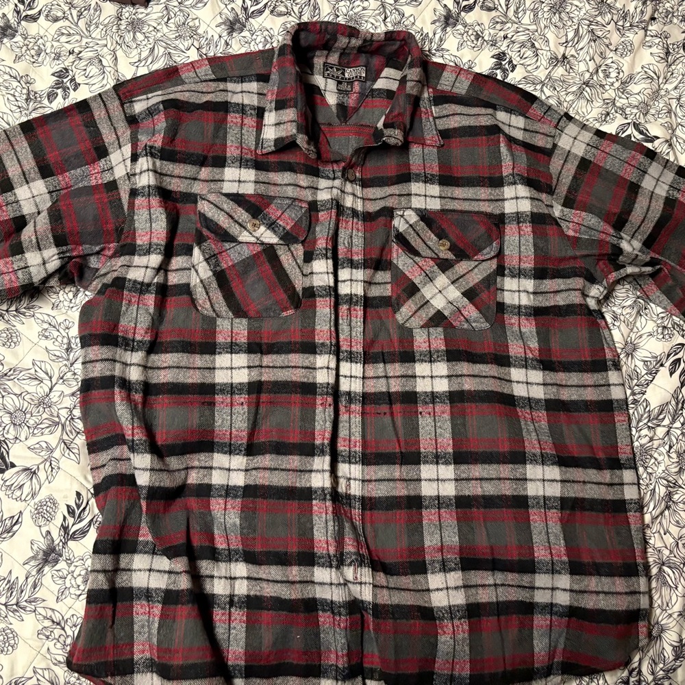 Canon Men's Casual Plaid Shirt - Red, Black, and Gray